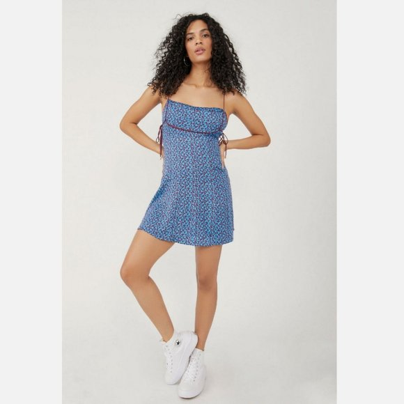 Free People Kai Mini Dress Print Tie Strap Low Back Backless Sundress Summer Sun - Picture 3 of 12